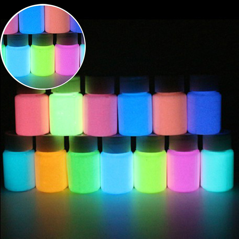 

15/20g Fluorescent Pigment Long-Lasting Luminous Paints Auto Glow Glow In Dark Acrylic Paints For Artwork Party Supplies