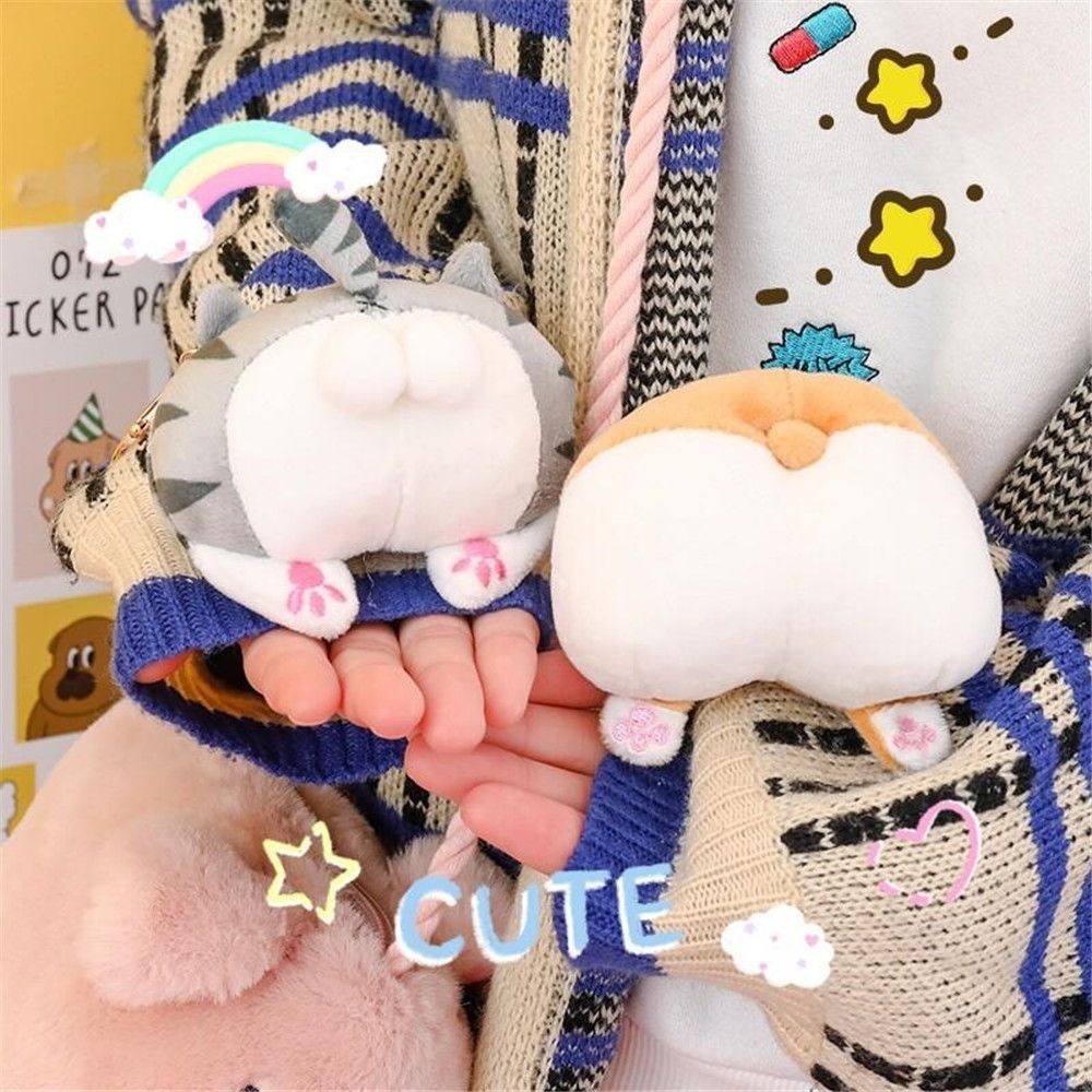 Student Cute Corgi Pig Soft Keychain Bag Decoration Fidget Toys Butt Plush Toys