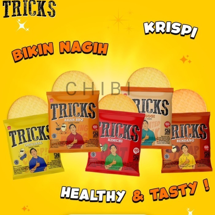 

nb Tricks Crisps Potato Baked Crisps 1 box 4 pcs x15 gr = 60gr HALAL - Original