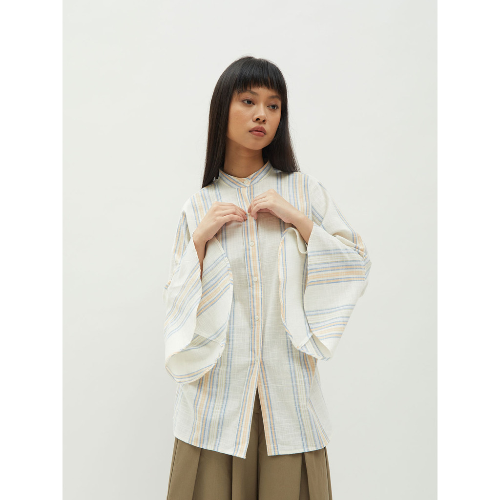 Atasan Wanita - Bobo Tokyo - Julia Ruffle Shirt Stripe Yellow