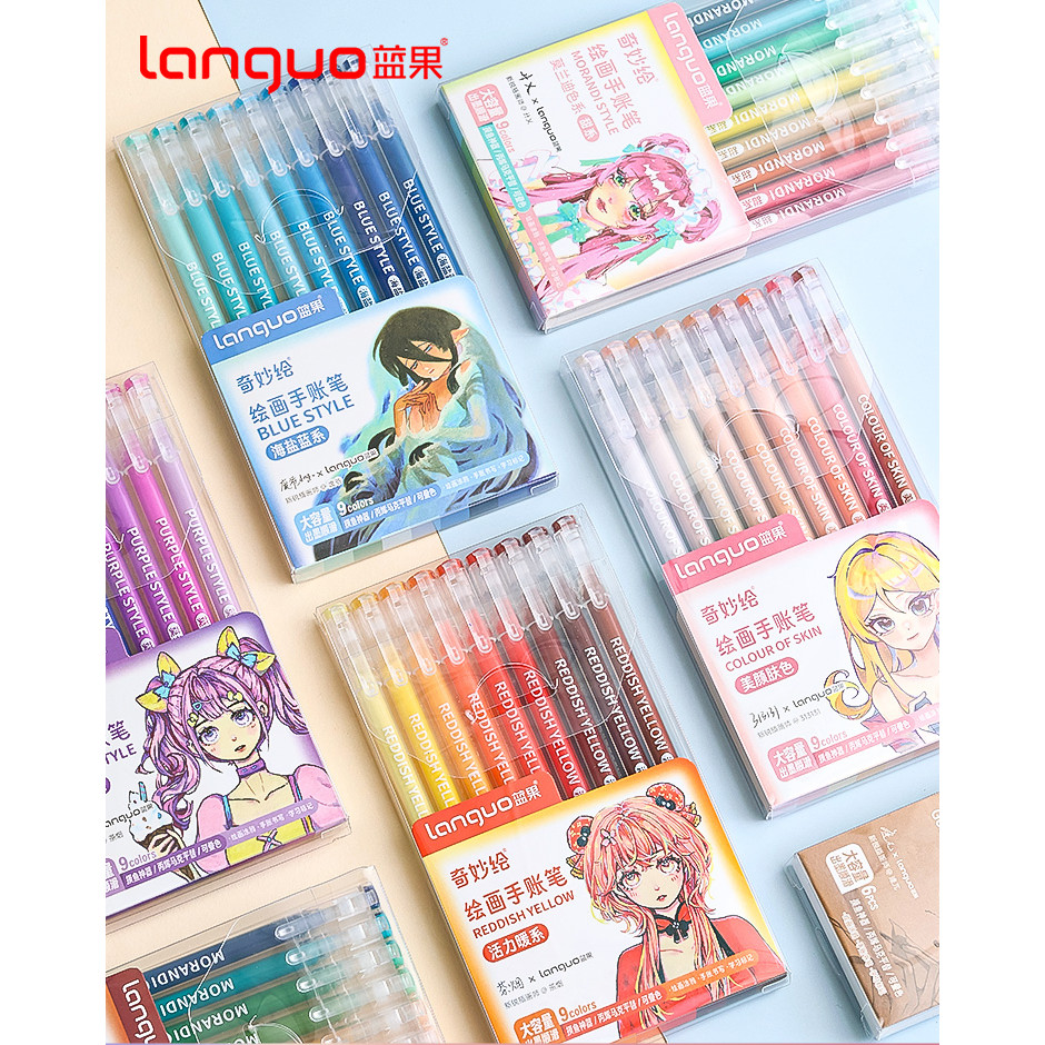 

Languo Handbook Pen 0.5mm Morandi Color Gel Pen Students Writing Painting Marker Pens Stationery