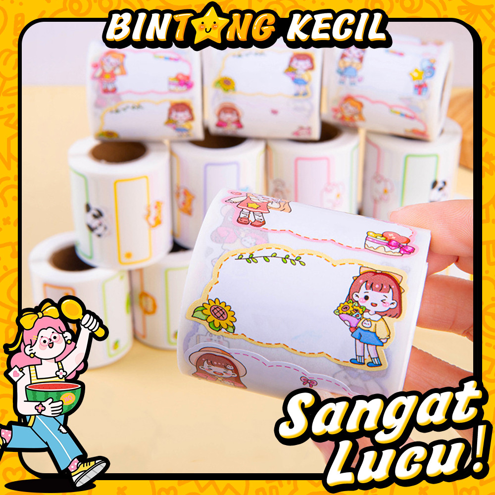 

Name Label Sticker Kartun Lucu Stiker Label Nama Kosong Isolasi Sticker Name Tape Anti Air