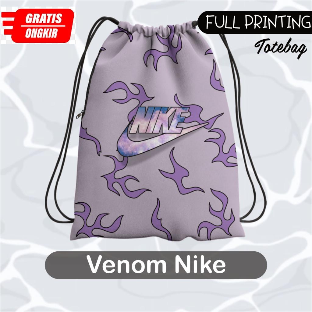 Tas Ransel Serut Pria Wanita Cordura Printing String Bag Premium Kain Tebal Fullprint Venom Nike