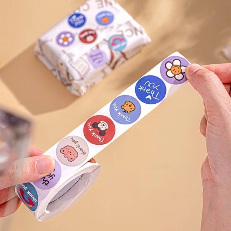 

[isi 500pcs] STIKER LABEL Thank You Roll kodel lakban Isi 500 Pcs Stiker Terima Kasih Karakter Love Warna Self Adhesive Seal Label Roll Sticker Thankyou 2Cm Tempelan Ucapan Terimakasih Bulat 500pcs Segel Order Packing Motif Bunga Love Serbaguna