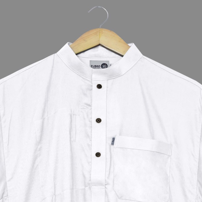 ✨Anh.S✨ -  READY STOCK COD Gamis Pria Kurta Pakistan ZUBAD Bahan Katun Rayon - 1 set - Putih, M