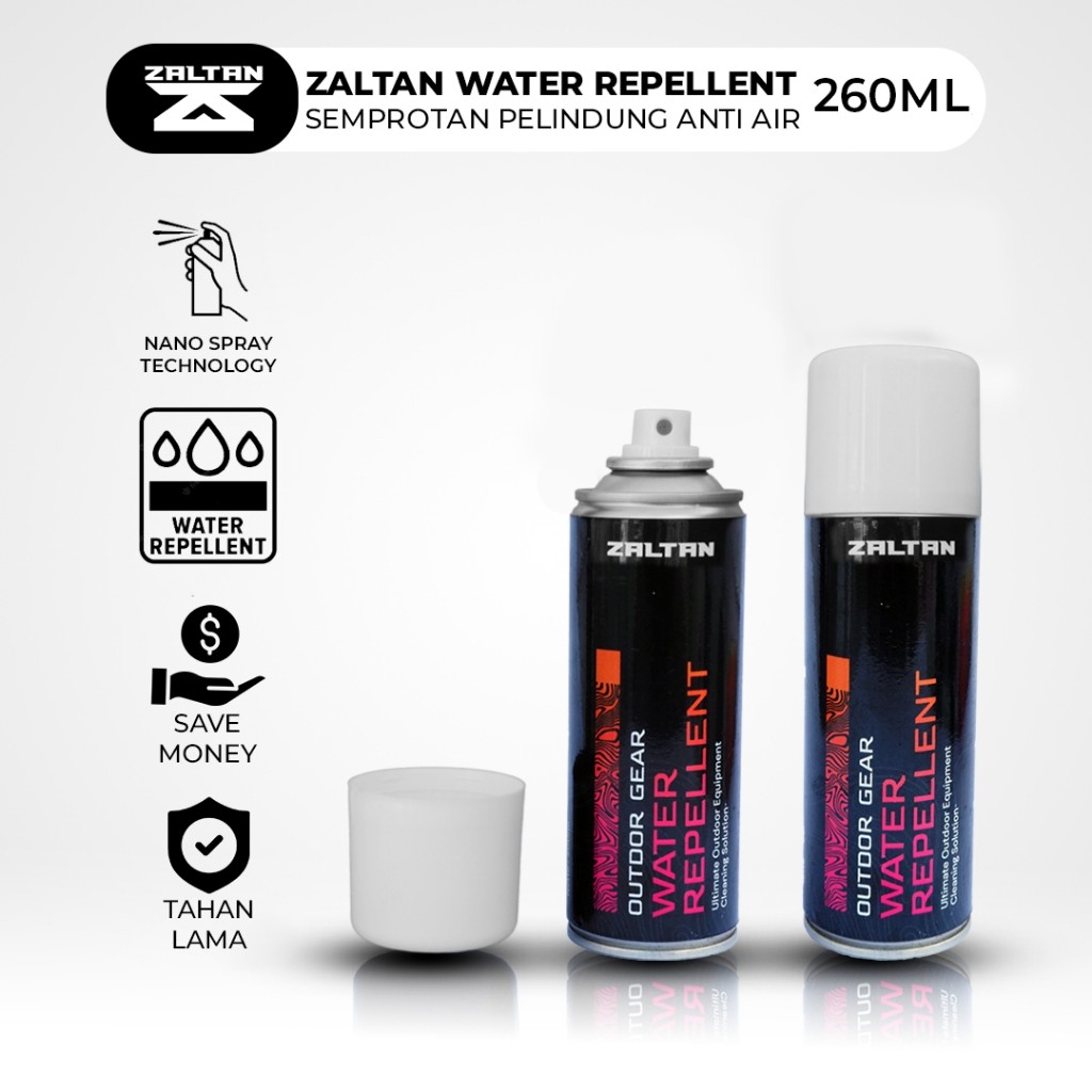 Zaltan Water Repellent Spray Pelindung Anti Air Efek Daun Talas Tenda Jaket Sepatu Outdoor 260ml  | 