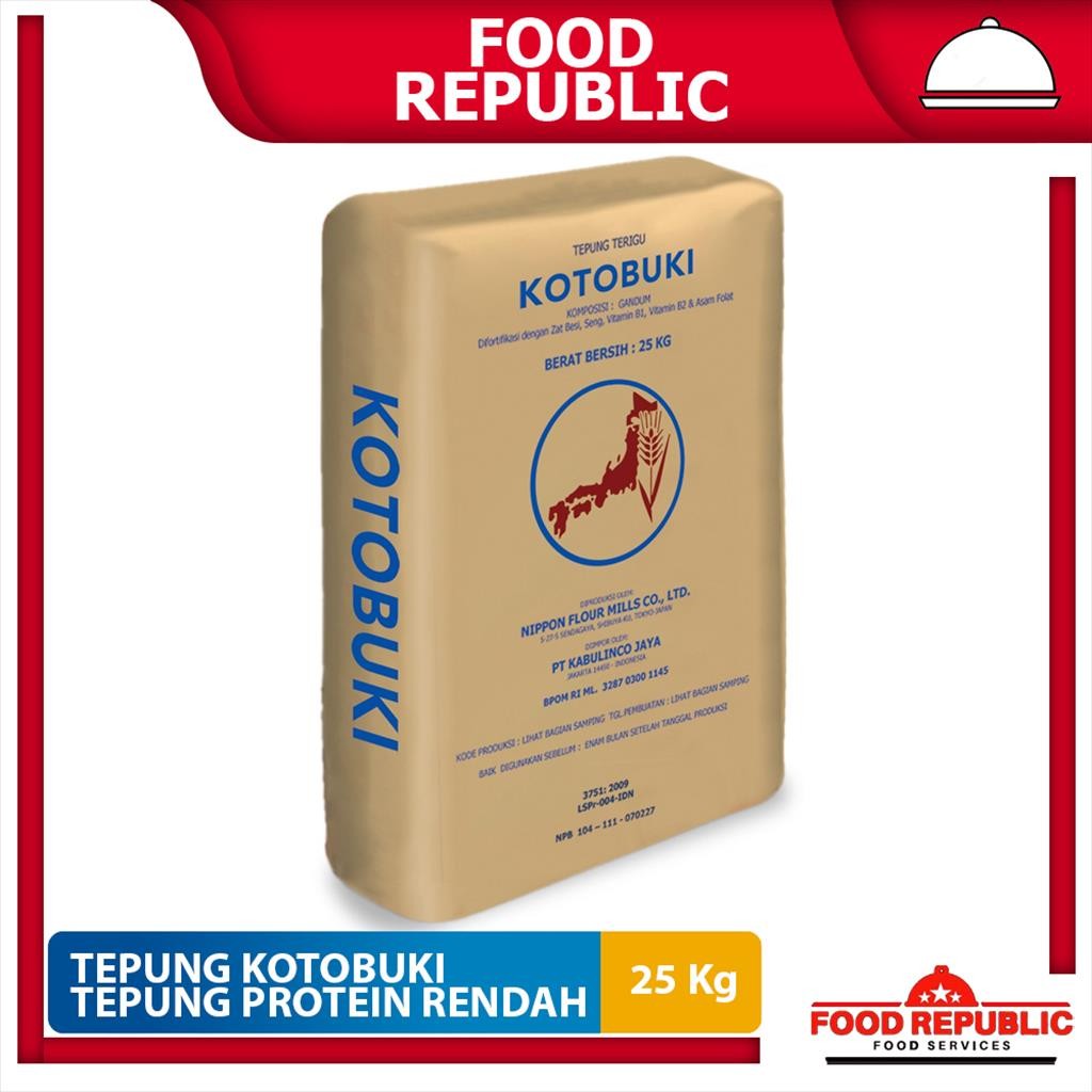 

Tepung Terigu Kotobuki 25 Kg Protein Rendah Import Jepang Halal
