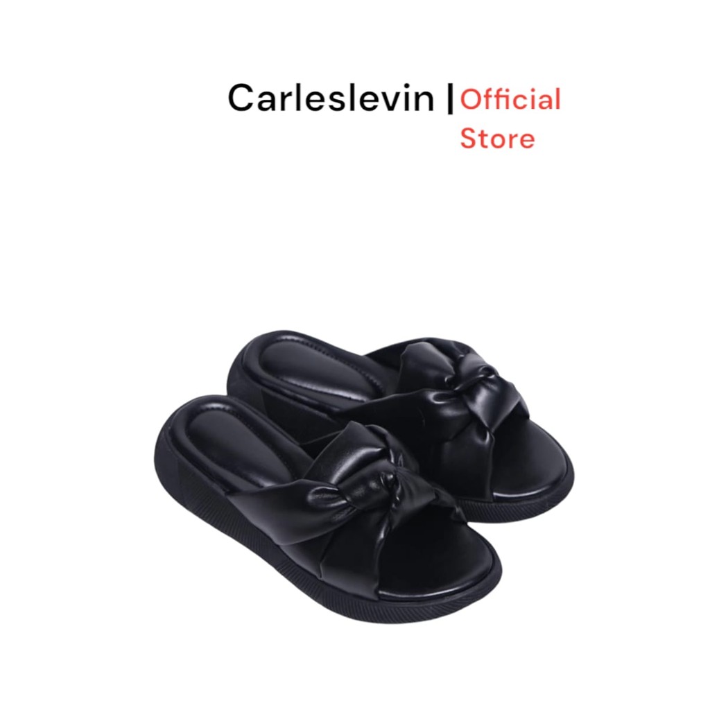 Carleslevin - Slip Sandal Wanita Korea Wedges Sandal Hak Tinggi Hak Tinggi Model Silang Unik Lucu Se