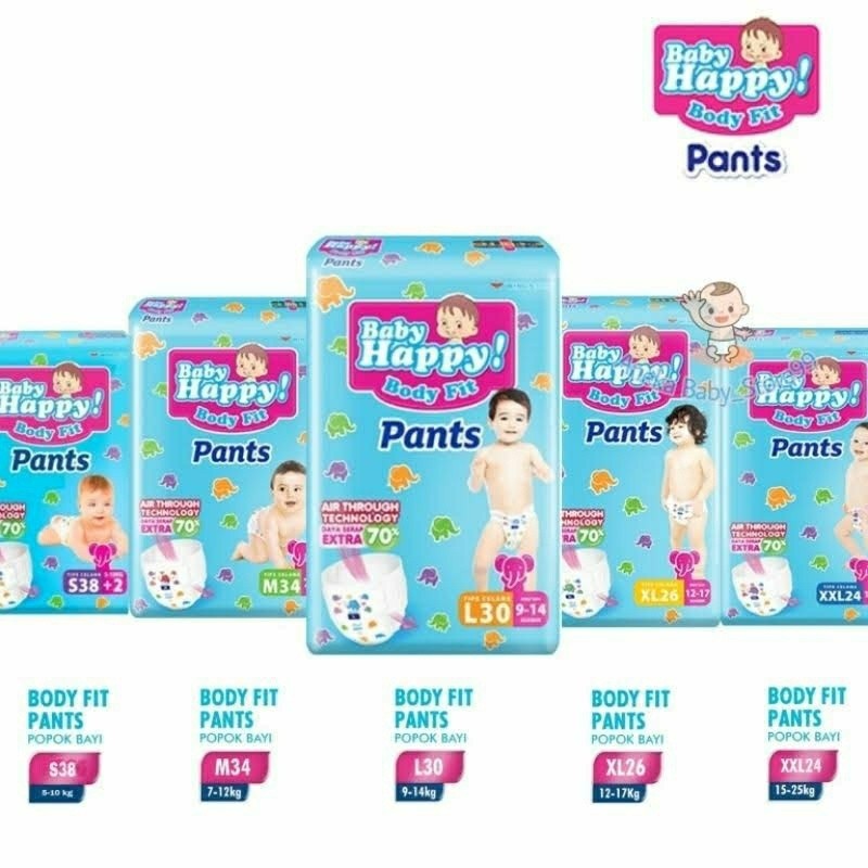 PALEM KUNING 1 Karton (4 Pack) Pampers Popok  Sekali Pakai BABY HAPPY PANTS S38 / M32/ L30/ XL26  / 