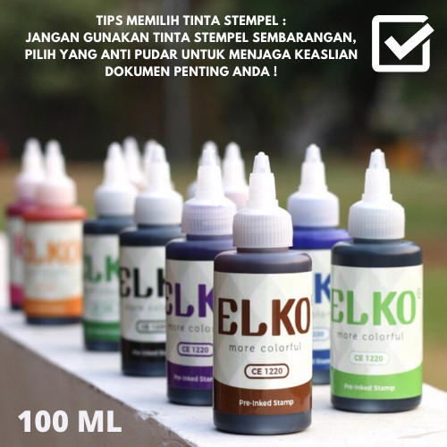 

Tinta Stempel Warna Coklat Waterproof ELKO 100 ML Untuk Kertas