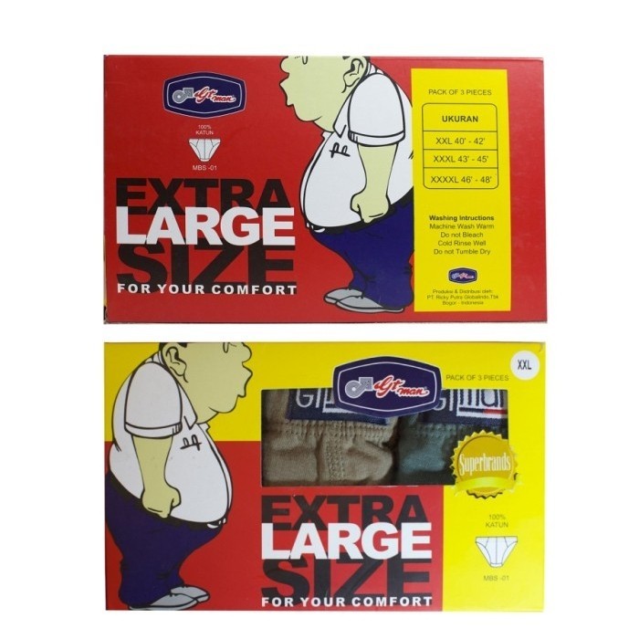 Terlaris ✨ -Isi 3 Celana Dalam Pria GTMan Big Size Jumbo | CD GT Man | GT-man MBS - Seperti Gambar, 