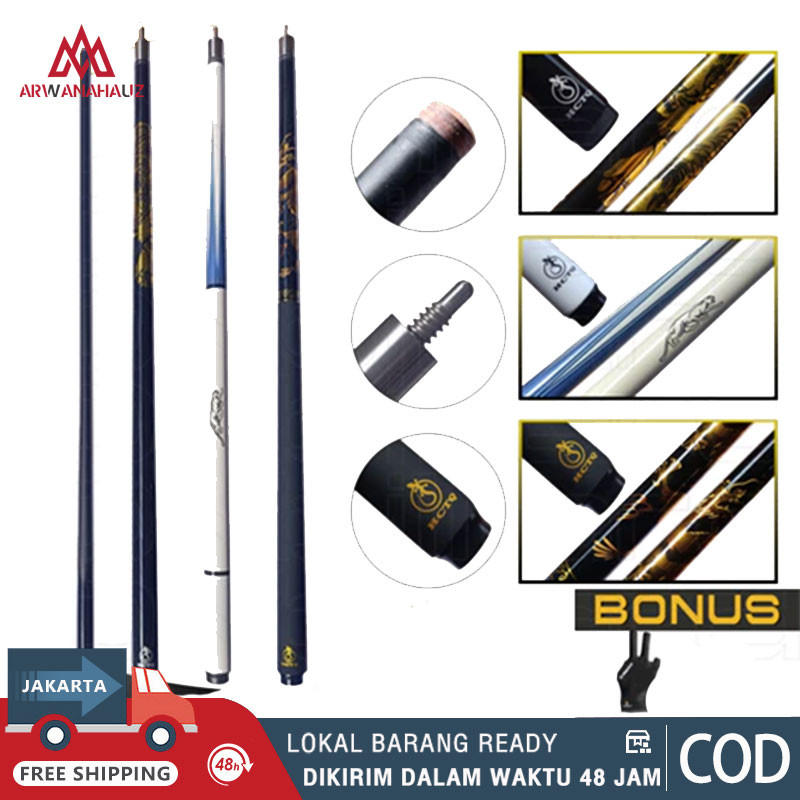 HCTQ Cue Stick Billiard Carbon Graphite Play Low Deflection Stik Biliar Billiar Biliard Bilyar Bilya