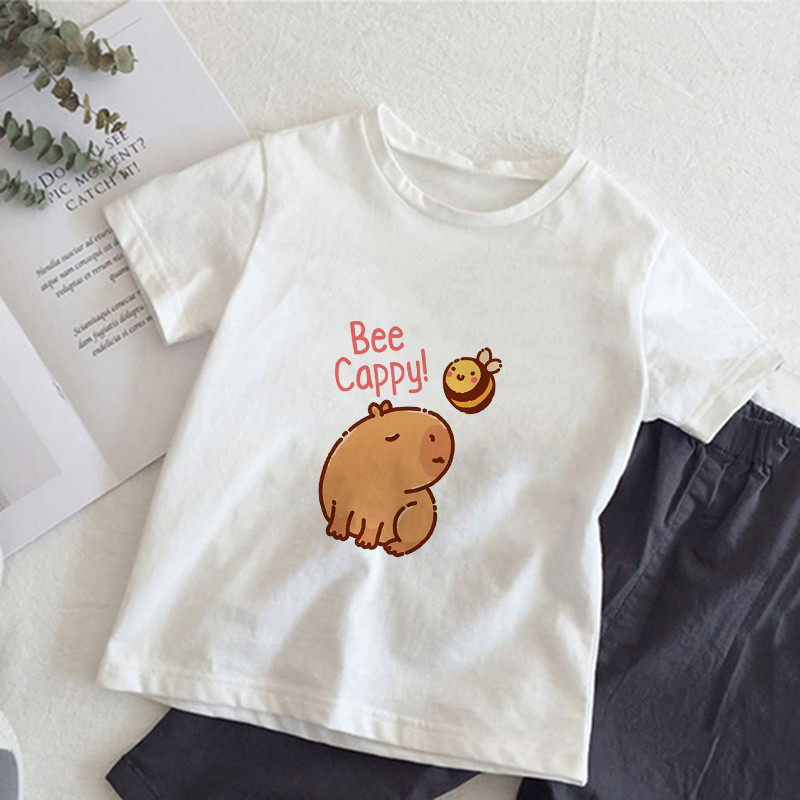 

Capybara Children T-Shirts Kids Tee Shirt Cartoons Kawaii Casual Clothes Anime for Boy Girl Tops Short Sleeve Clothing