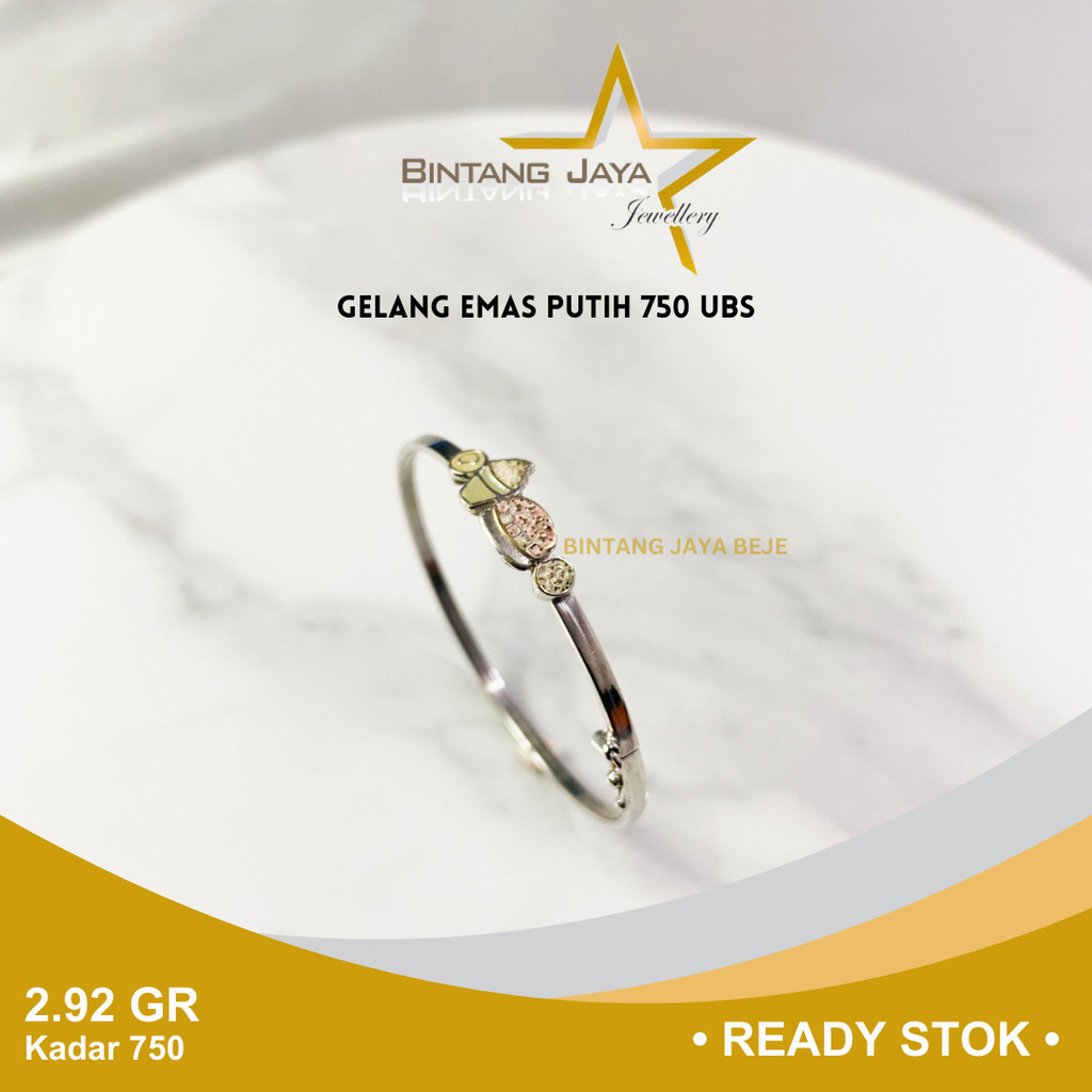 Gelang Emas Putih Whitegold An4k Kadar 750 17K Berat 2.92 gr gram Model Bangle Motif Lucu Glg Tangan