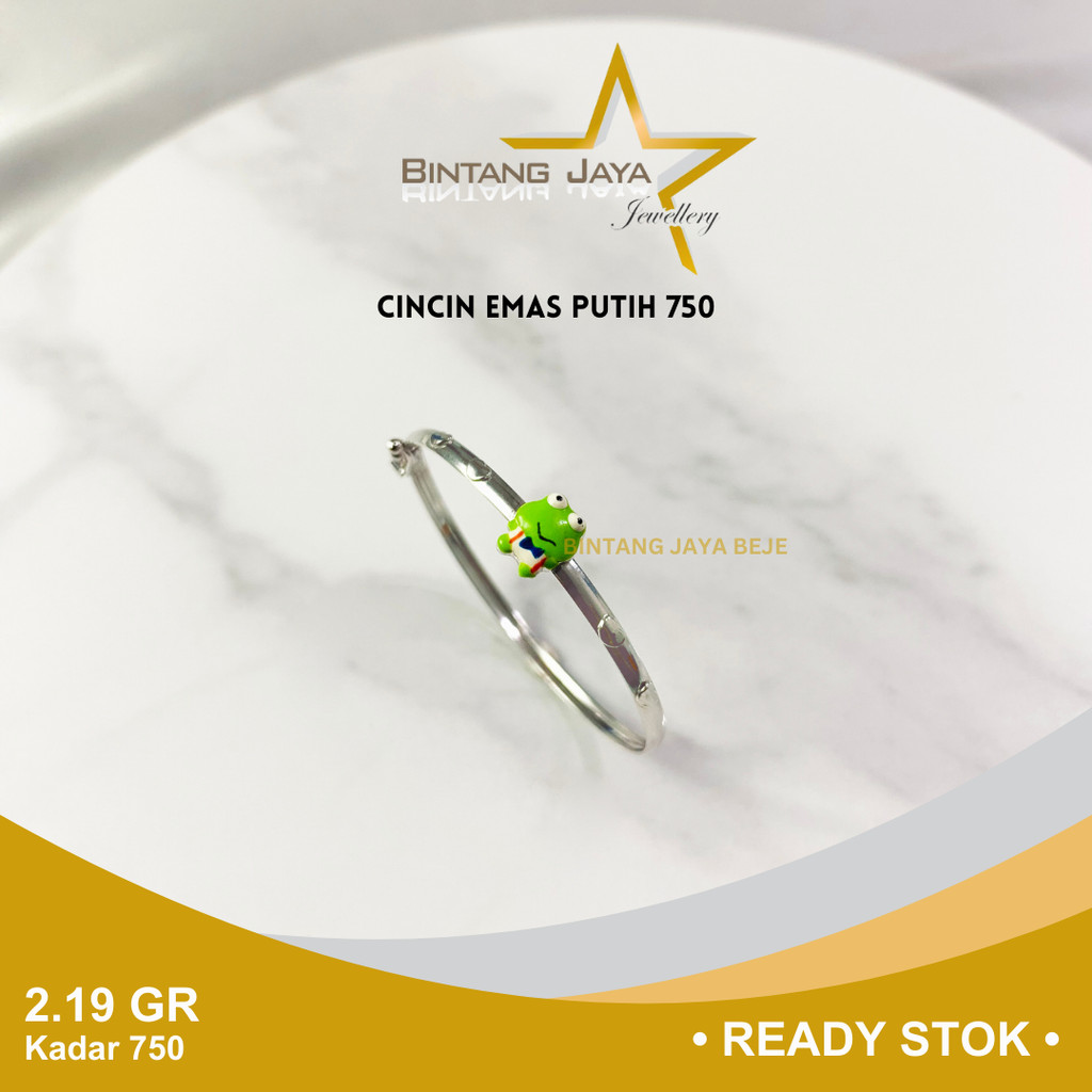 Gelang Emas Putih Whitegold An4k Kadar 750 17K Berat 2.19 gr gram Model Karakter Kodok Glg Tangan Wh