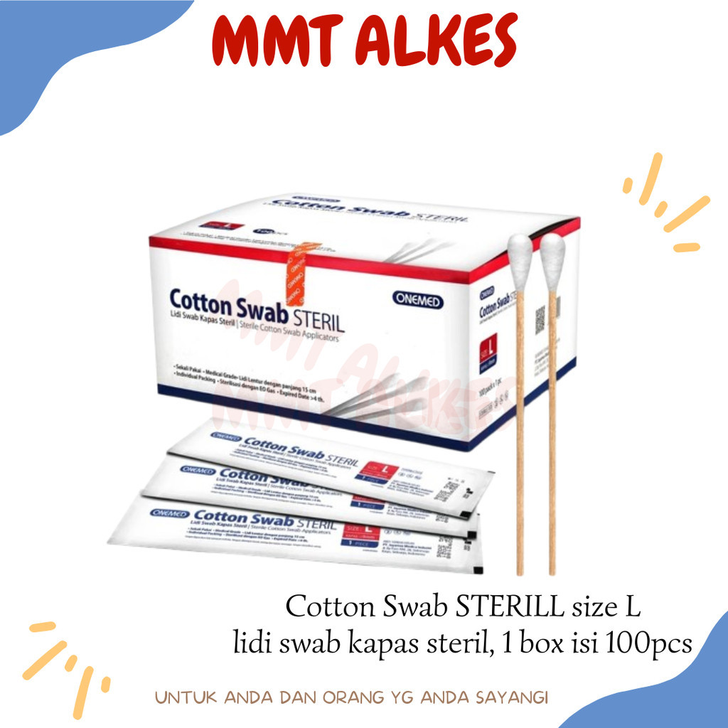 COTTON SWAB STERIL/ KAPAS LIDI SWAB STERIL ' L' (BOX) - mmtalkes
