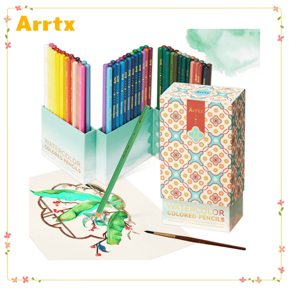 

Arrtx 72 Colors Water Soluble Colored Pencils Set with Nylon Brush Watercolor Pencil Art Supplies for Drawing Sketching Coloring