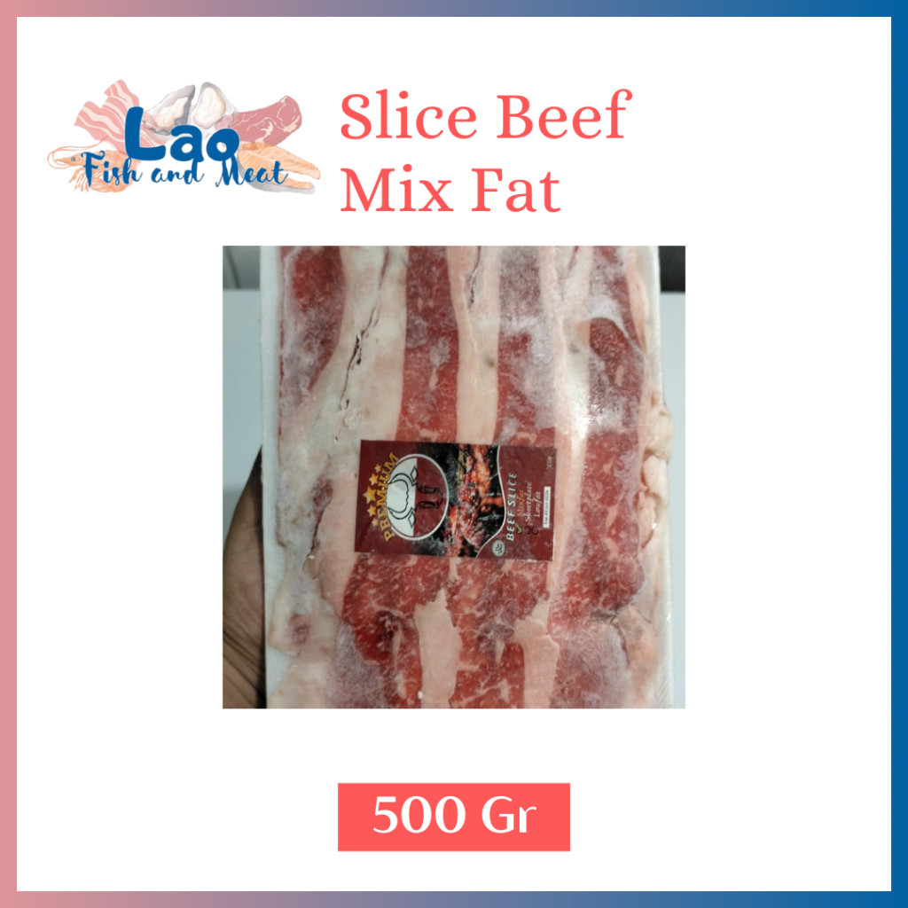 

New Slice Beef Mix Fat Dominan Lemak Cocok Untuk Grill Lemak 60% / 500 GrPremium