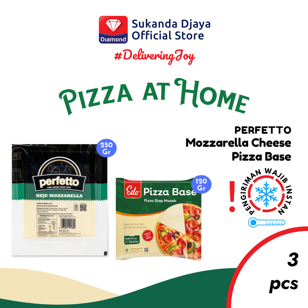

Perfetto Keju Mozzarella Cheese 250 Gr 1 Pcs x Edo Adonan Pizza Base 120 Gr 2 Pcs