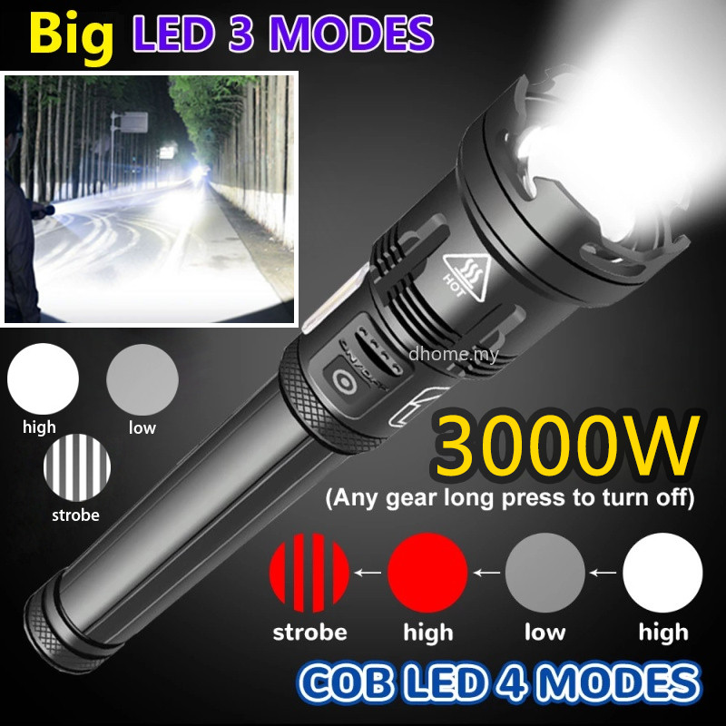 Terlaris Senter LED Super Terang Jarak Jauh 90000 Lumens Ori Waterproof Senter Swat Zoom Flashlight 