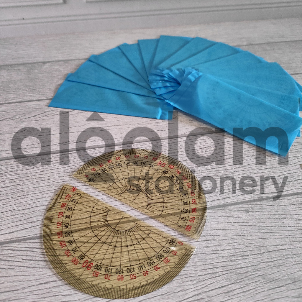

SELUSIN ( 12 PCS ) Penggaris Busur Mika Tipis 180' lengkap