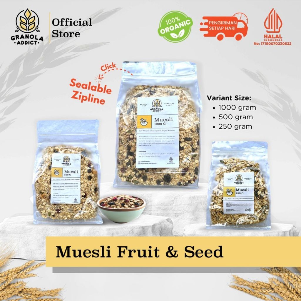 

New Granola Addict - Muesli Fruit & Seed (Sereal Sarapan Bergizi) All Var (250gr ; 500gr ; 1000gr / 1kg) Terlaris