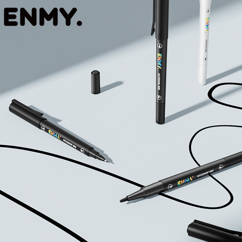 

ENMY Drawing Pen Pena Gambar 10Pcs Waterproof Pigment Ink Pena Dual Tip 0.5mm dan 1.2mm
