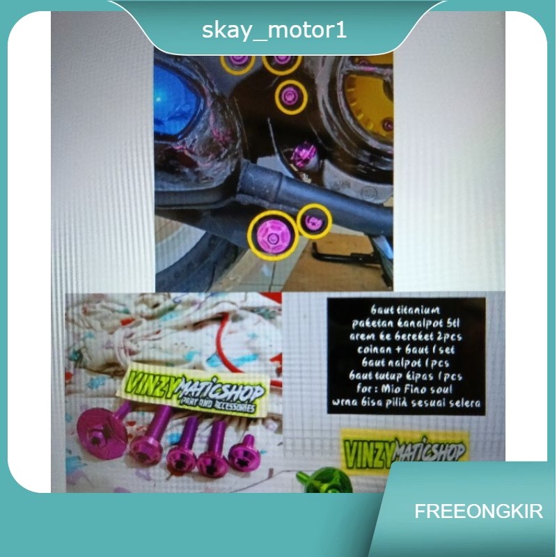 paketan baut knalpot titanium Mio Fino soul