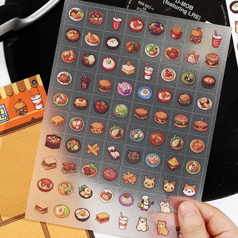 

Mr.Paper kawaii Square Pixel Series PET Glitter Stickers DIY Handbook Decorative Stickers stationary supplie ildren's Gifts