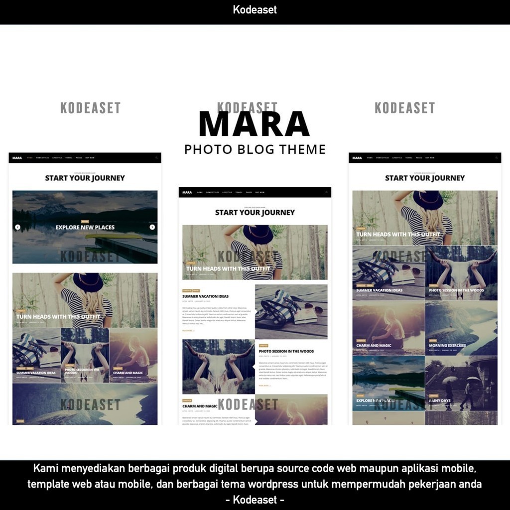 WORDPRESS THEME MARA - PHOTO STORIES BLOG TRAVEL   D5822 TEMA TEMPLATE WEB BY KODEASET LISENSI ORIGI