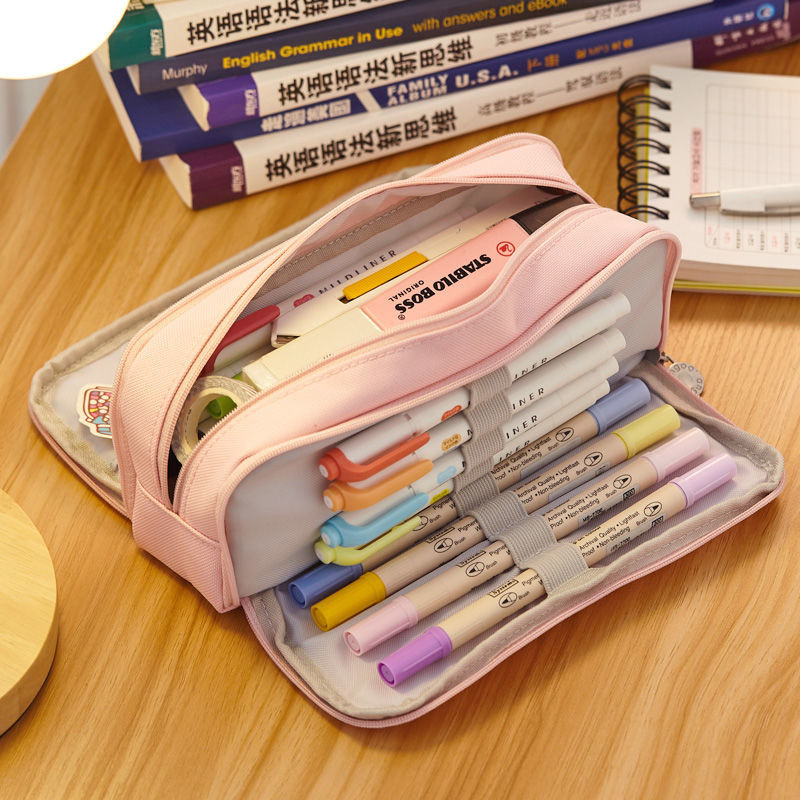 

Angoo Cute Pencil Case Canvas for Girls Macaron Pencil Box Multilayer S ool Pou Kawaii Pensil Case Pen Bag Storage Stationery