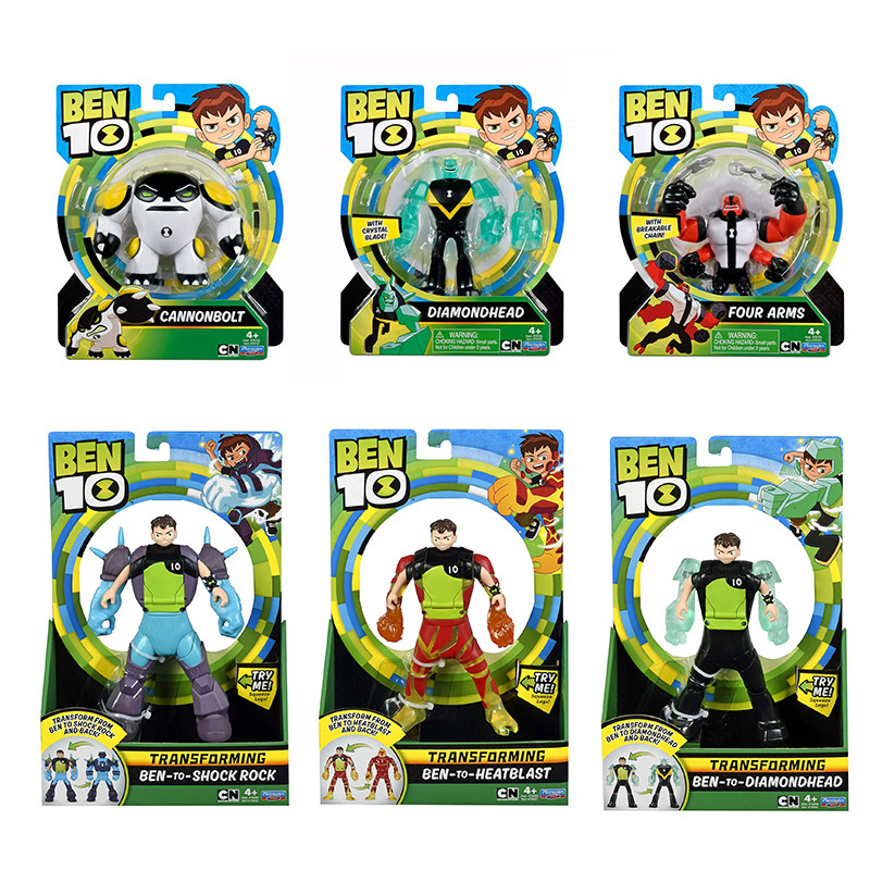 Genuine Ben 10 Action Figure Power up Four Arms  Ben Tennyson Grey Matter Power up Diamondhead Power