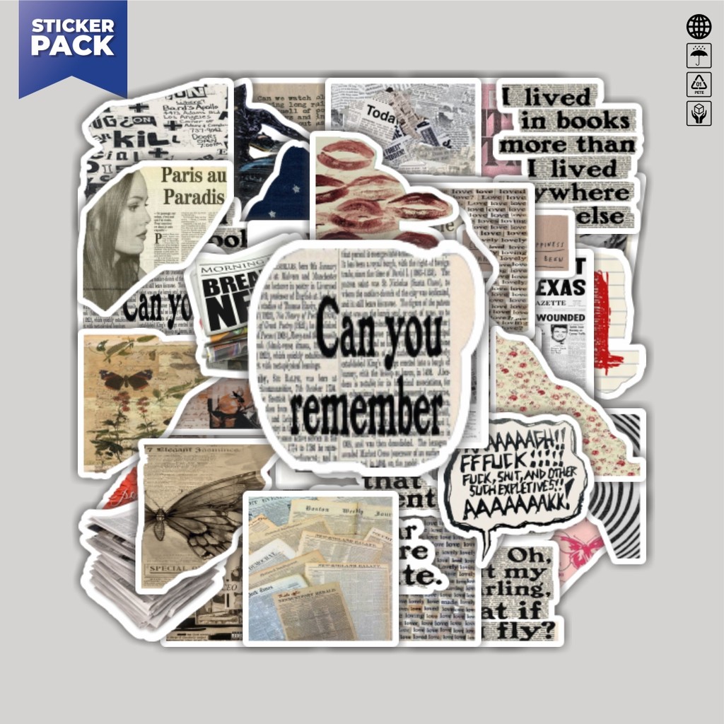 

[100PCS]Stiker Pack Stiker Aesthetic Koran Pinterest Aesthetic Vinyl Anti Air Dekorasi Sticker Laptop Buku Journal Koper Helm Casing HP Gitar Helm Skateboard