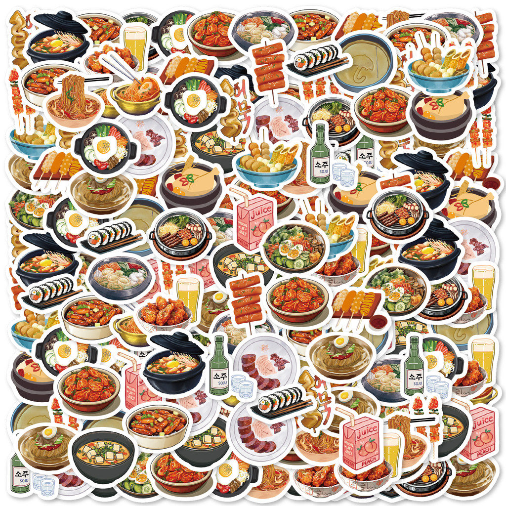 

46pcs Beer, Skewers, Noodles Food Themed Stickers Decorated Notebook Water Bottle Diary Classic Toy Scrapbook Decal