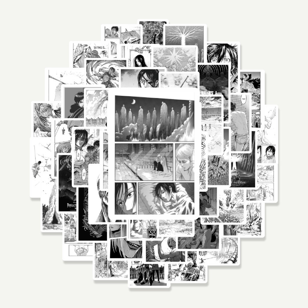 

Sticker Pack Stiker Komik Attack On Titan B&W | Sticker TUMBLR | Stiker LAPTOP KOPER HELM