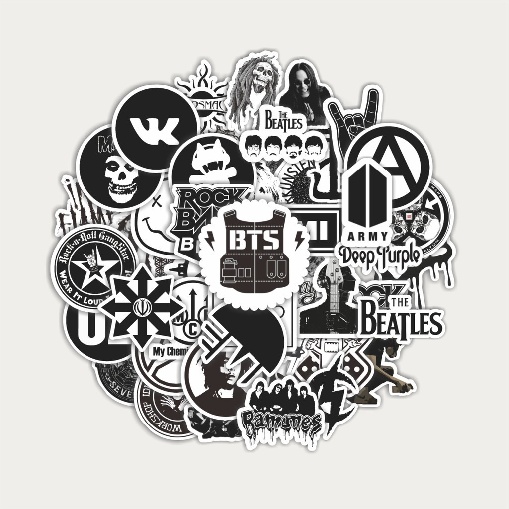 

Sticker Pack Stiker Random Logo Band Black & White Versi 3 | Sticker TUMBLR | Stiker LAPTOP KOPER HELM