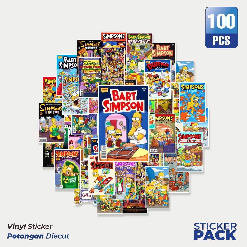 

MURAH 100 PCS Stiker The Simpson Waterproof Aesthetic- Untuk Laptop, Motor, dan Helm - Paper Stationery Pack