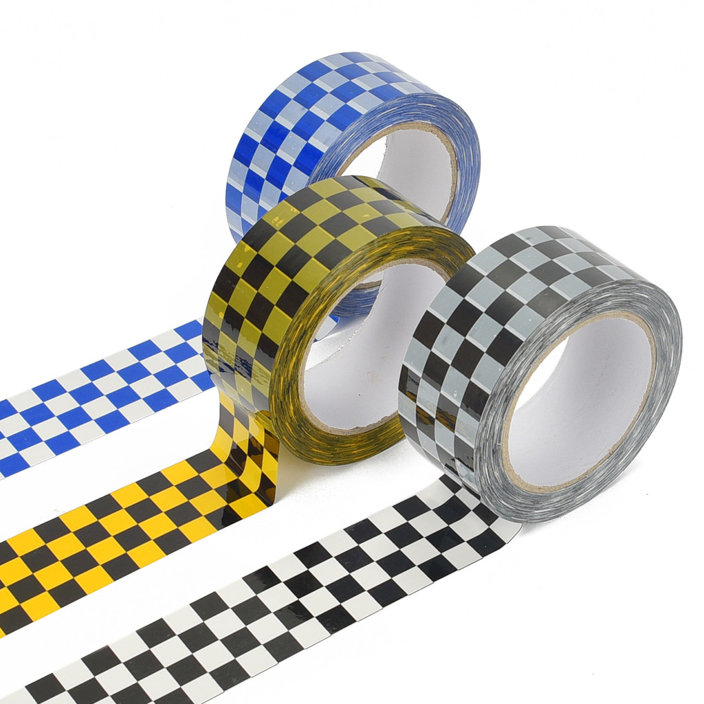 

1/Roll 48mm*100m Black White Yellow Blue Colored Checkerboard Grid Bopp Adhesive Tape For DIY Sticker Goods Package Accessories