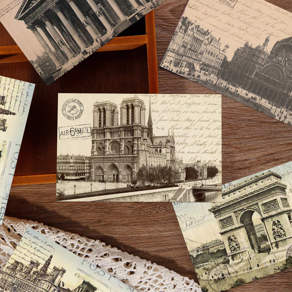 

10pcs world architecture postcard bedroom room wall desktop card decoration DIY creative message card