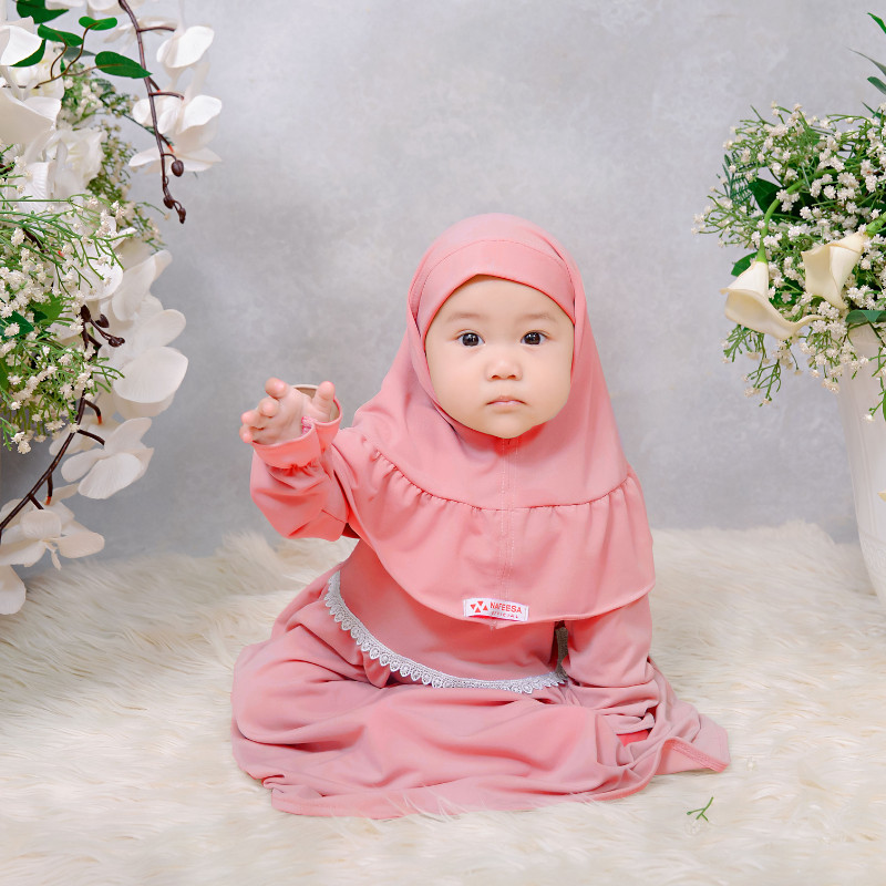 Gamis Bayi New Aqila + Free Hijab 0-18bulan Jersey Super Lembut
