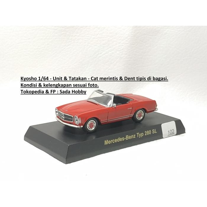 IP3... Kyosho 1/64 Mercedes Benz Type 280 SL Convertible Merah No Box 2ND