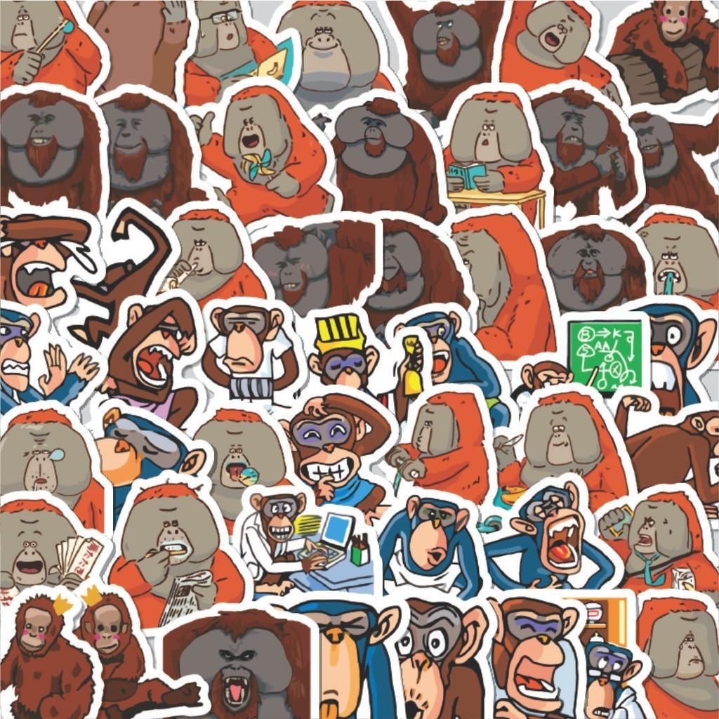 

Stiker Cutting Pack Stiker Hewan Orang Utan Isi 100Pcs Series Aesthetic Lucu Keren Untuk Koper Bahan Vynil