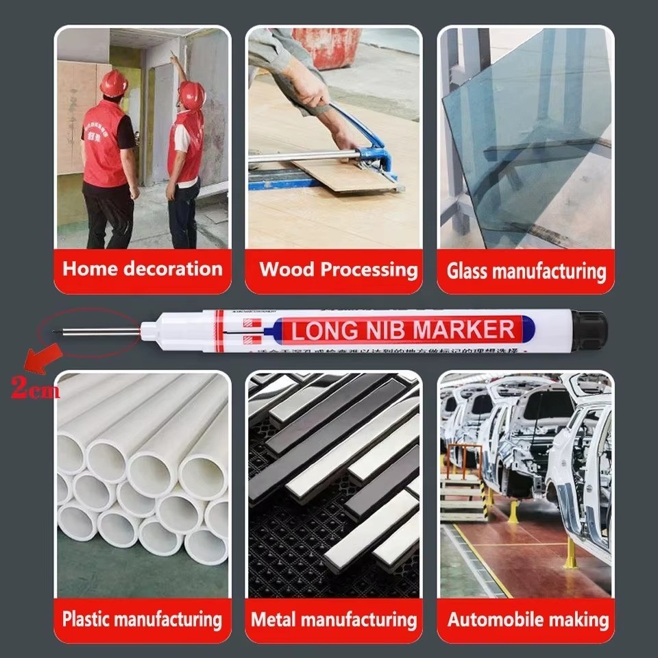 

Paket Spidol 4pcs Random Spidol Tukang Penanda Long Nib Marker Kepala Panjang - Tahan Air dan Cepat Kering