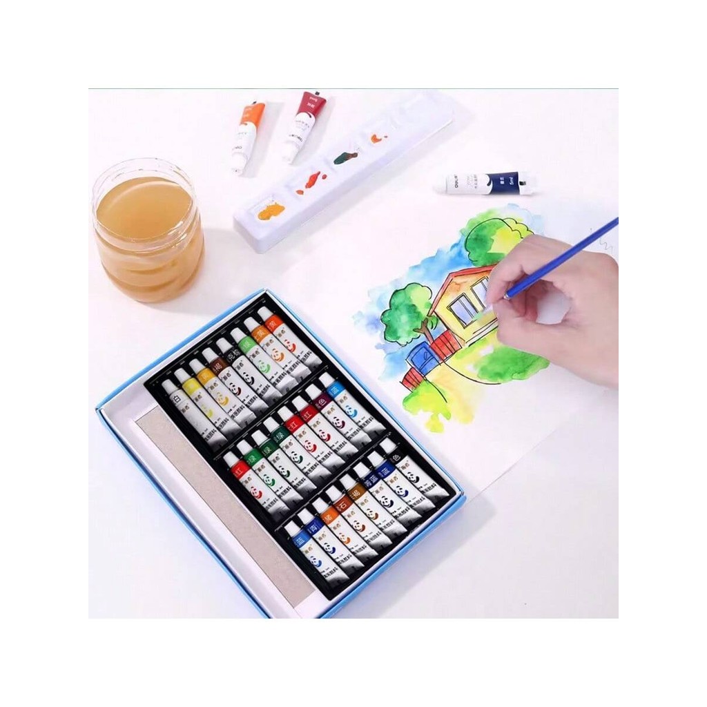 

24 Color Acrylic Paint Set: (24 color acrylic paint+3 brushes+palette)5ml/0.17oz-suitable for artists, students and DIY projects