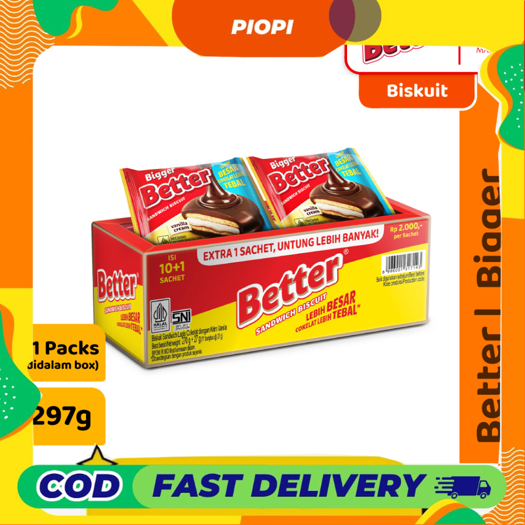 

PIOPI Biskuit Better Bigger 10 Pcs + 1 PROMO Vanila Cokelat