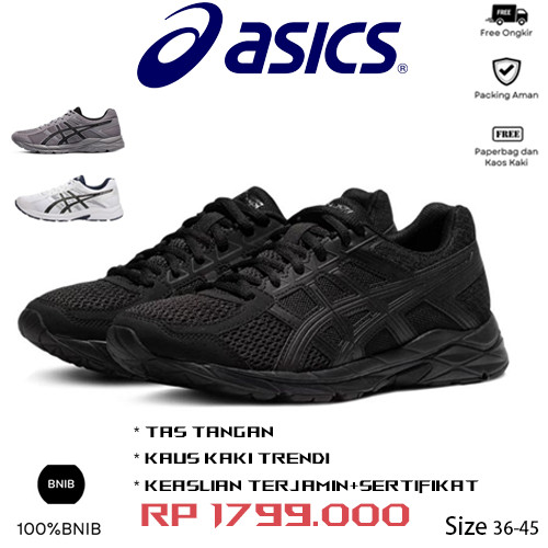 Sepatu Asǐcs Gel-Contend 4  lari low-top berkantong anti-selip tahan aus berbahan kulit bertali ujun