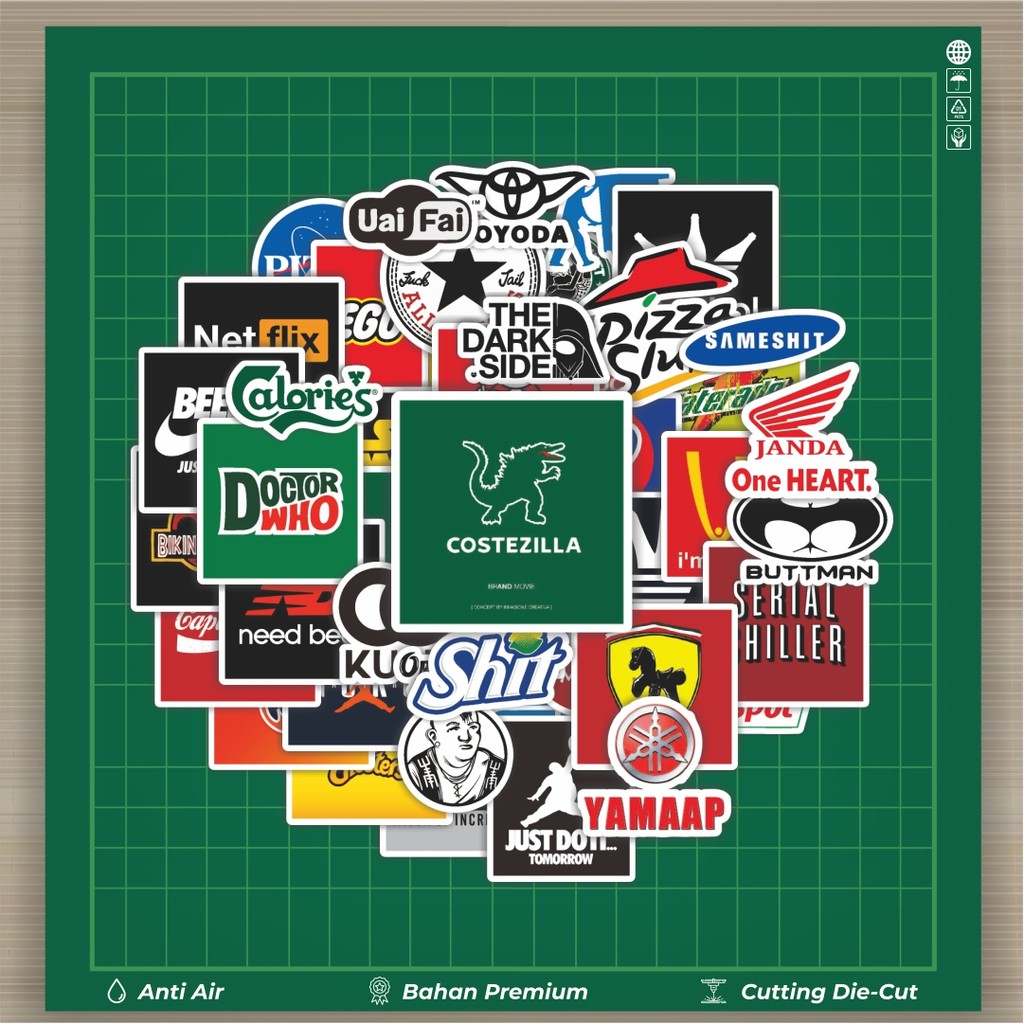 

HOT 50 PCS STIKER Stiker Random Logo Parodi Versi 1 Stiker Fashion Cars Decal Dingin Kartu Album Custom Vinyl Anti Air- Sticker Aesthetic Buku Journal Koper Casing HP Tablet Laptop Helm Motor Botol Minum
