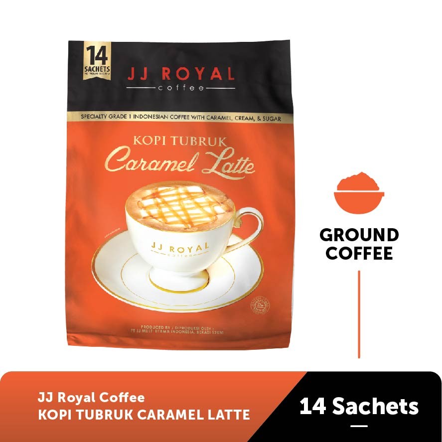 

Ready JJ Royal Coffee Kopi Tubruk Caramel Latte Bulk Bag isi 14 Sachets