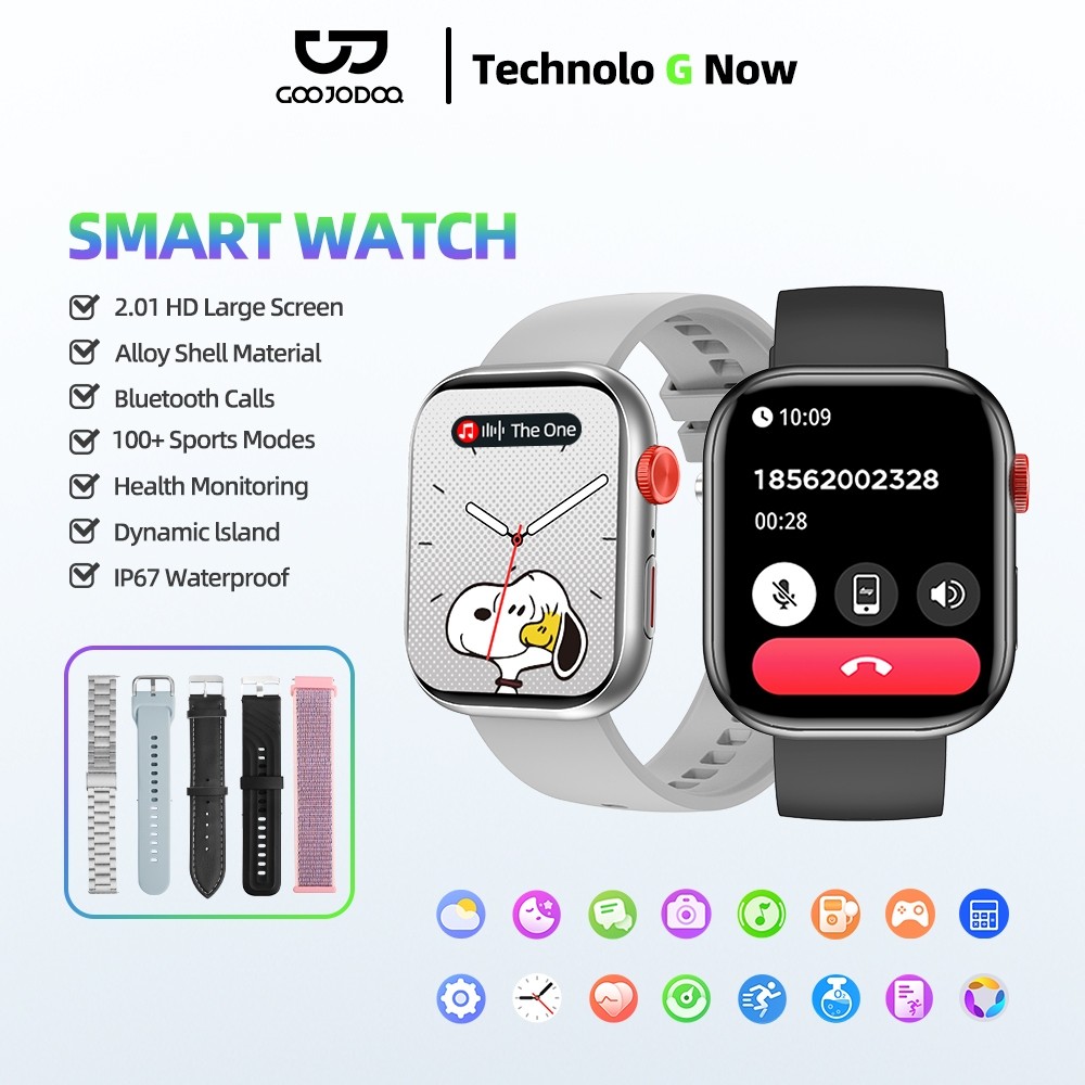 GOOJODOQ Smart Watch 5in1 Tali yang bisa diganti 2.01 IP67 HD Screen with Strap Blood Pressure Monit