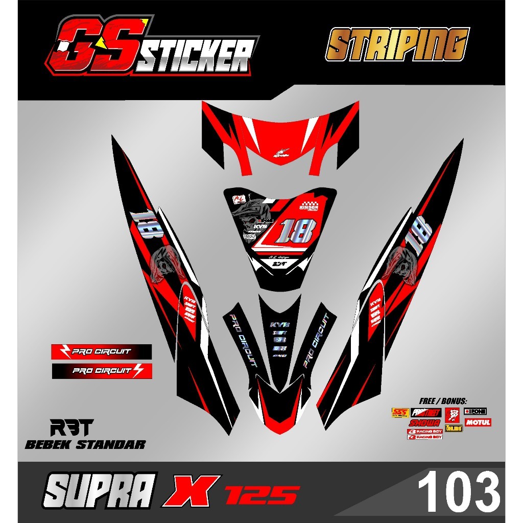 Sticker Striping Motor Rbt Supra X 125 Rbt Bebek Modif Supermoto Rbt New Terbaru